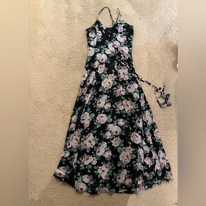 Floral Sleeveless Maxi Wrap Dress